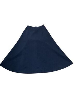 Vintage Handmade Full Skirt Sz S Navy Blue Below The Knee Polyester Roman Button
